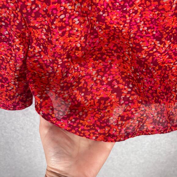LOFT Top Small Floral Utility Sheer Popover Blouse Maximalist Loud Career Church - Picture 6 of 13